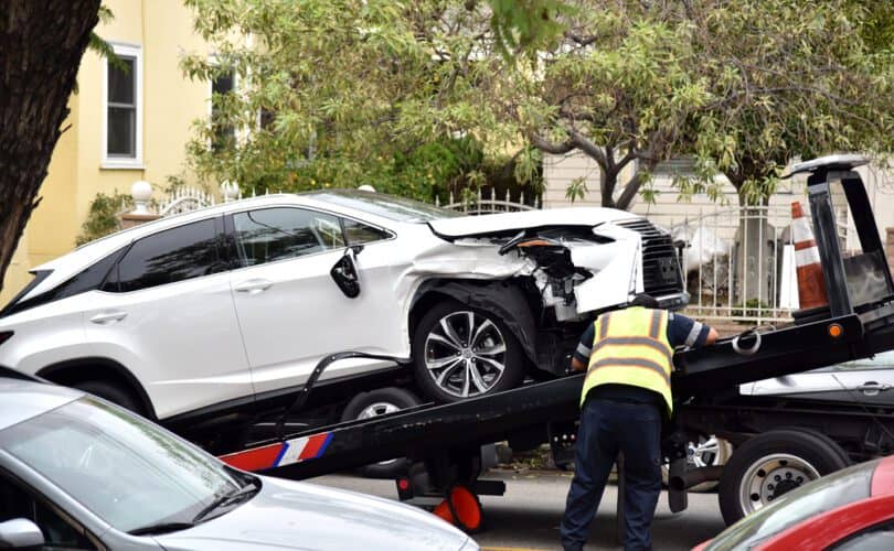 Photo of the car on the tow truck